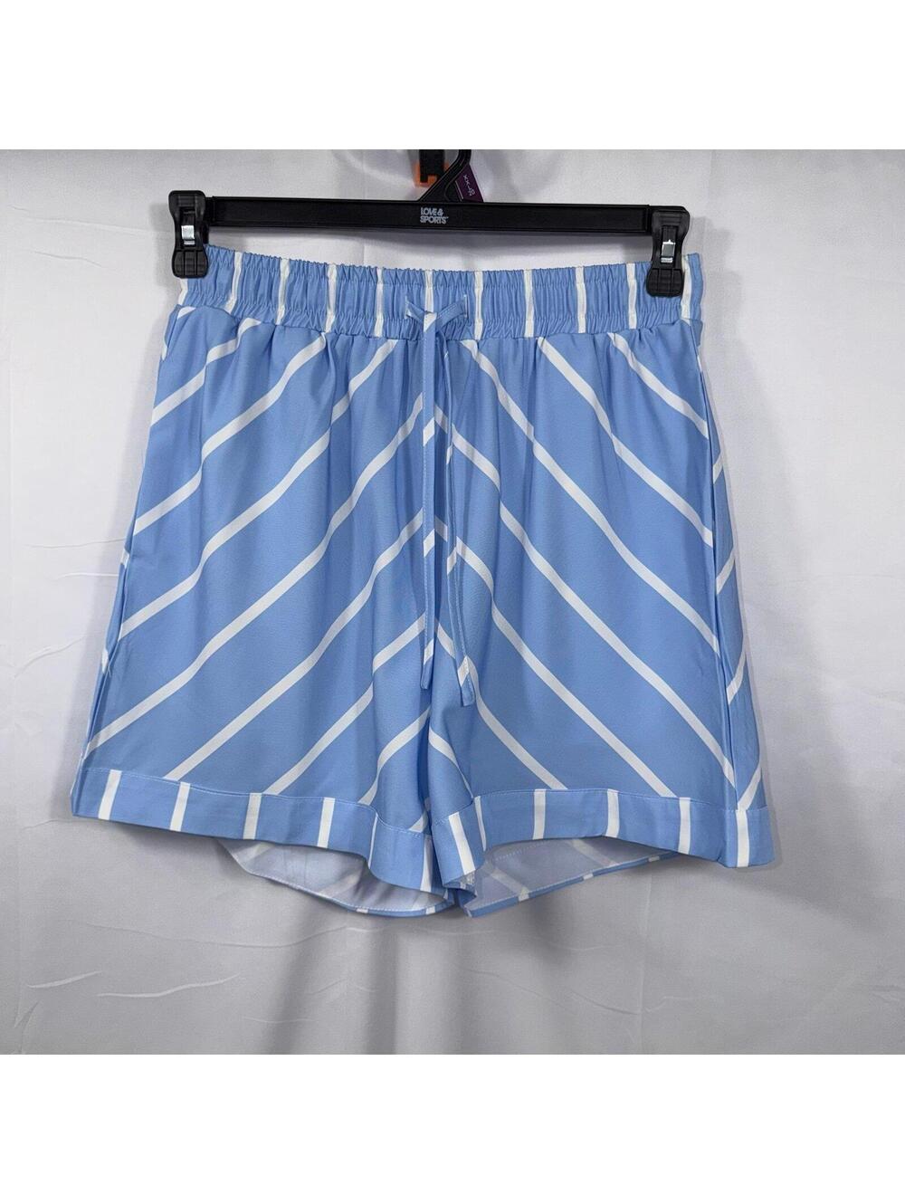 Women’s Blue & White Striped Pull-On Shorts Size Large